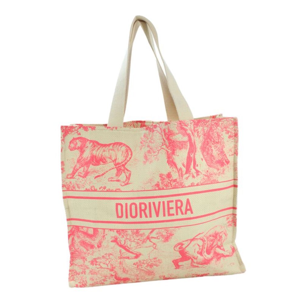 Christian Dior Womens Dioriviera Toile De Jouy Animal Print Tote Handbag Pink - Picture 5 of 11